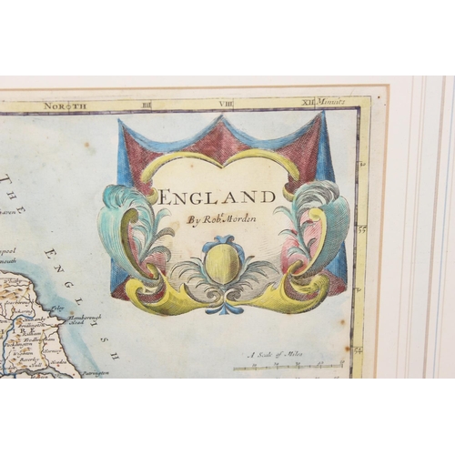 334 - An antique map of England by Robert Morden with hand coloured details