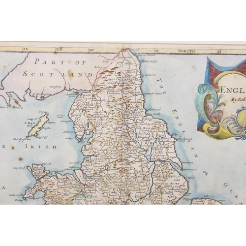 334 - An antique map of England by Robert Morden with hand coloured details