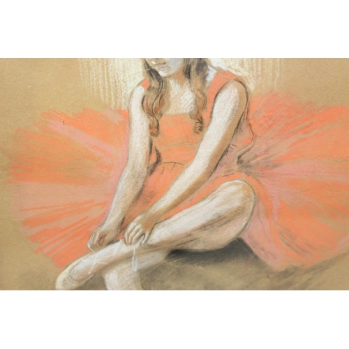 341 - Vintage pastel study of a ballerina - indistinctly signed with New York inscription verso