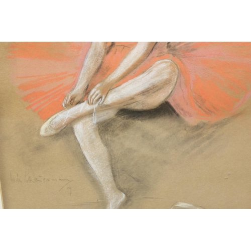 341 - Vintage pastel study of a ballerina - indistinctly signed with New York inscription verso