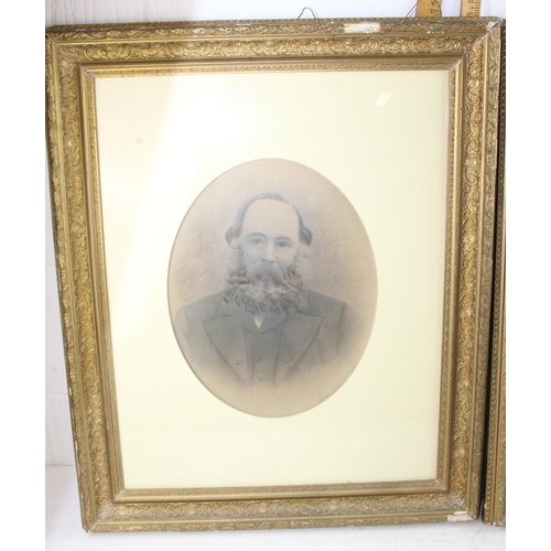 346 - 2 antique photographs in impressive gilt frames