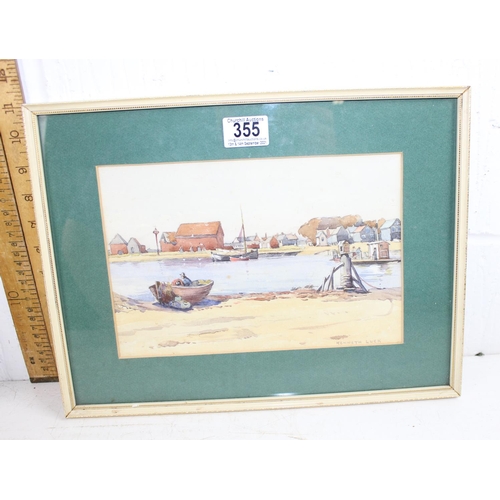 355 - Two signed and framed watercolours one on board by Kenneth Luck – titled Walberswick Cheshire and Ha... 