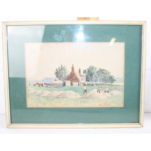 355 - Two signed and framed watercolours one on board by Kenneth Luck – titled Walberswick Cheshire and Ha... 