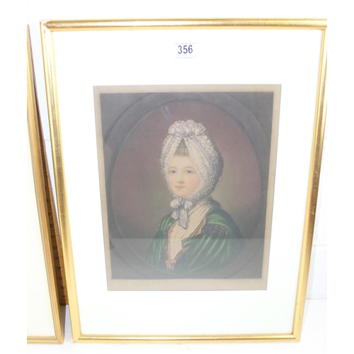 356 - Two 19c framed and mounted mezzo-tinted portraits of children – one signed