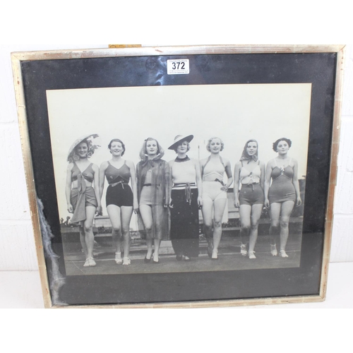 372 - Vintage framed photograph of 7 ladies in swimwear