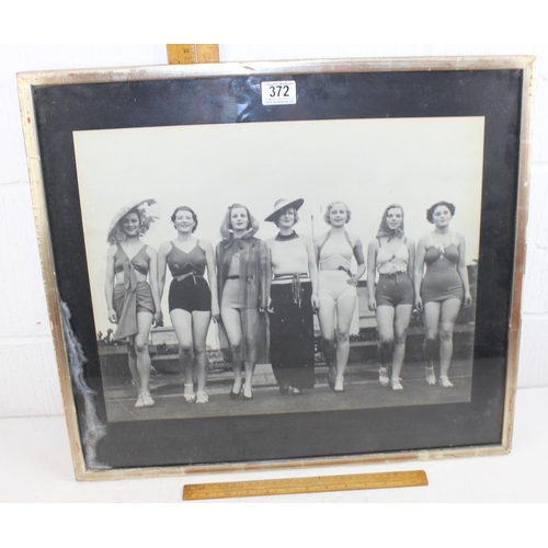 372 - Vintage framed photograph of 7 ladies in swimwear