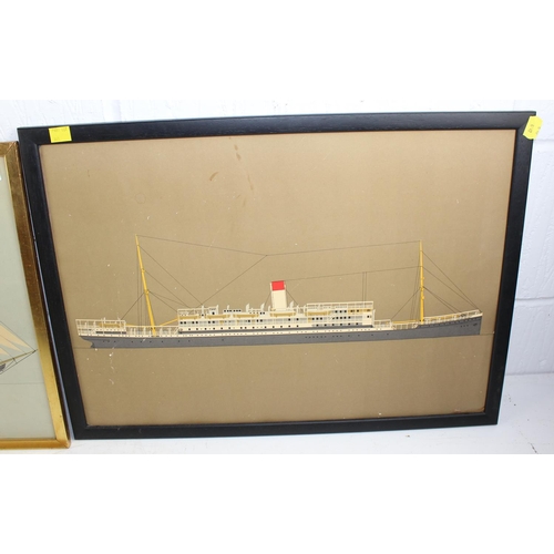 383 - 2 vintage draughtsman's prints of ships