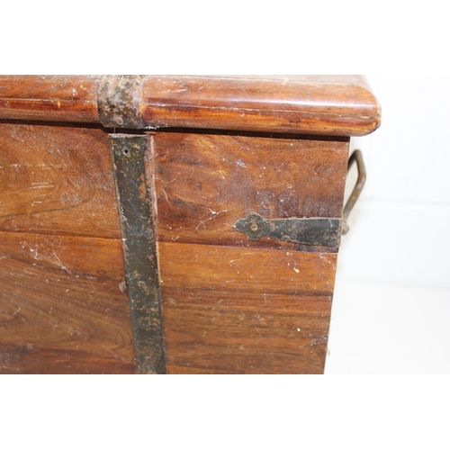 47 - Vintage wooden trunk with iron bound corners