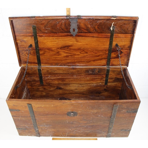 47 - Vintage wooden trunk with iron bound corners