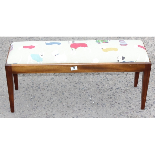 50 - Double piano or dressing table stool with dog fabric