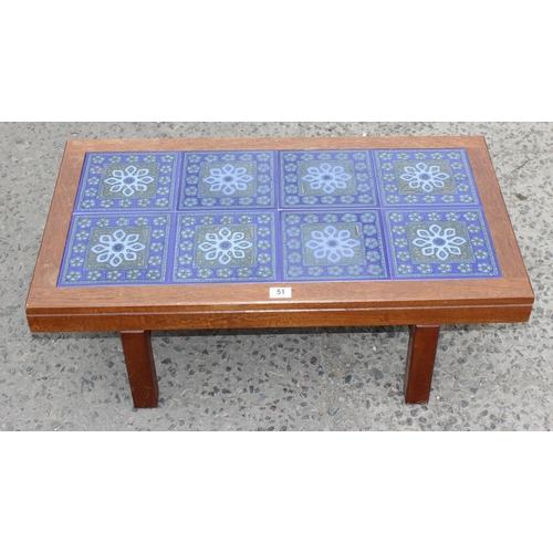 51 - Retro tile topped coffee table