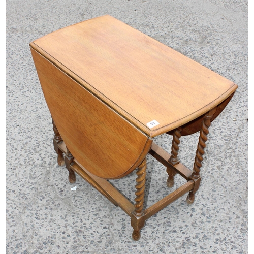 59 - Vintage Oak drop leaf table with barley twist legs