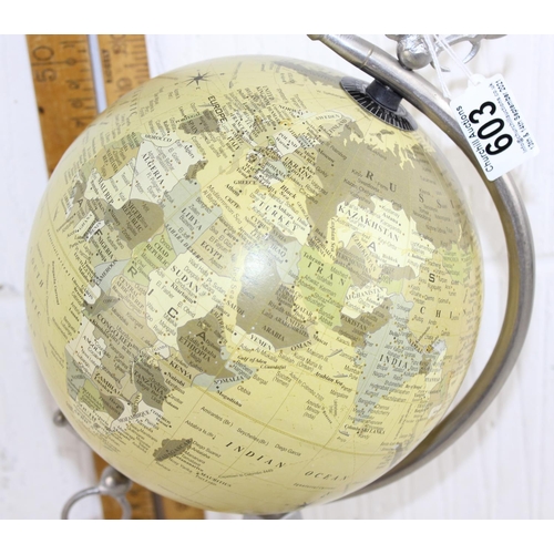 603 - Modern globe on metal display stand