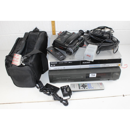 704 - VHS/ DVD players and a Sanyo video camera etc