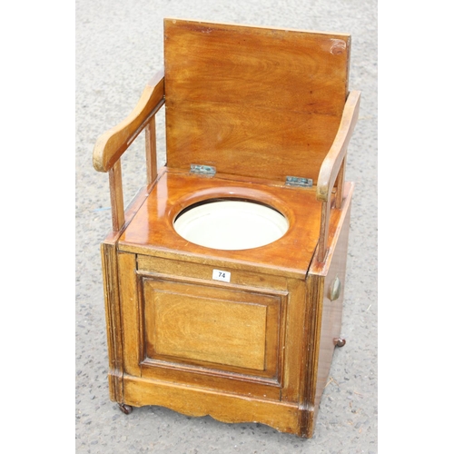 74 - Light-mahogany commode with unusual metamorphic arms