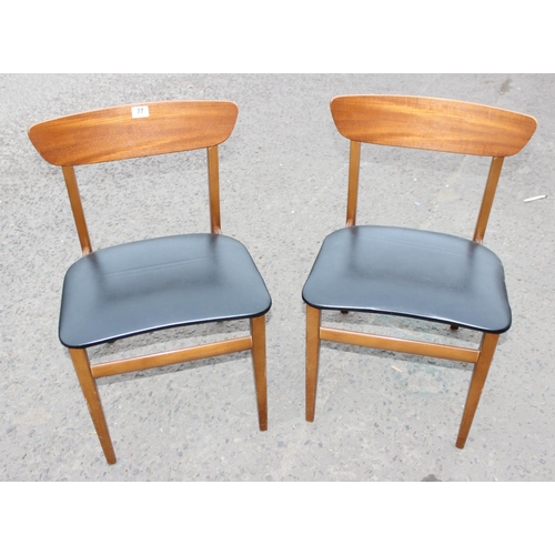 77 - Pair of retro dining chairs with black seats