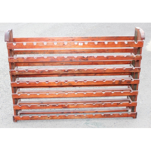 84 - Large wooden wine-rack, 7 x 13 (91 bottles)