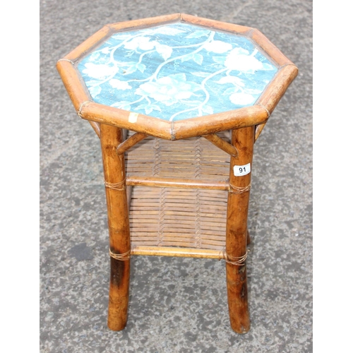 91 - Vintage Octagonal bamboo table