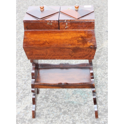 92 - An unusual early 20th century sewing box on stand