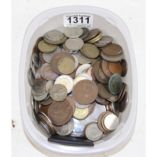 1311 - Qty of mixed world and British coins - approx 1.2kg