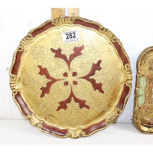 282 - 2 Florentine giltwood trays