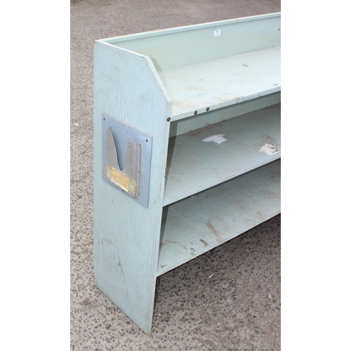 73 - Vintage painted shelf unit - approx 4' wide x 3'7