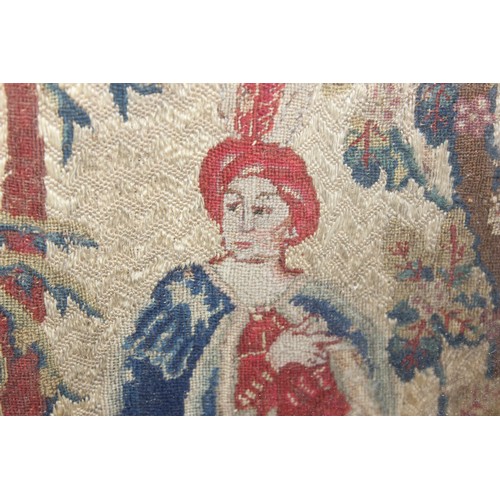 400 - An antique framed tapestry panel depicting a Sultan - likely early 19th century