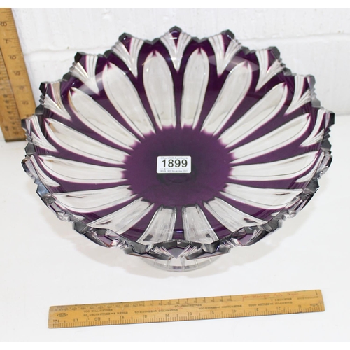 1899 - A huge and impressive Bohemian Caesar Crystal bowl or Tazza with purple flashing