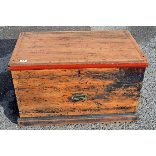 57 - An antique pine trunk