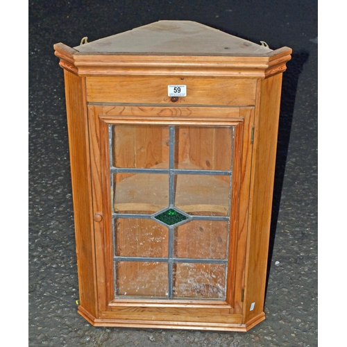 59 - Lead-glazed pine cabinet