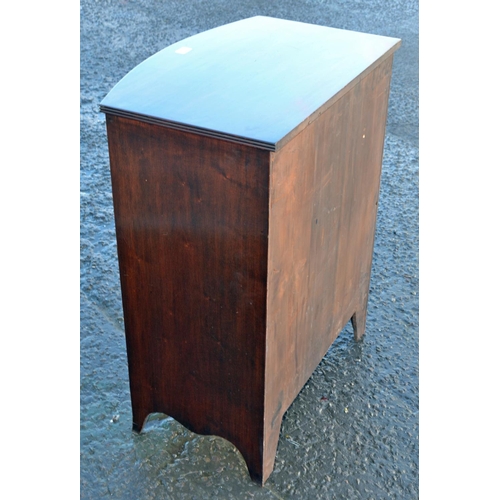 80 - 2-over-3 bow fronted mahogany chest of drawers