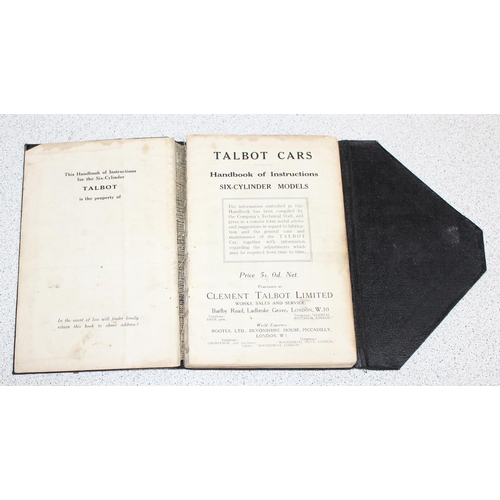 653 - 3 1930's Talbot 6-cylinder car manuals