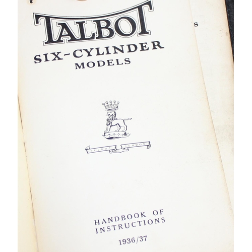 653 - 3 1930's Talbot 6-cylinder car manuals