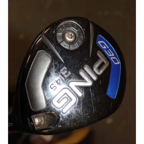 658 - Qty of assorted graphite shafted drivers and woods, Vokey wedge etc