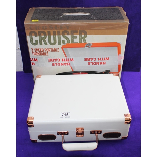 715 - GPO portable record player in white and rose gold finish