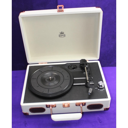 715 - GPO portable record player in white and rose gold finish