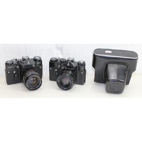 633 - 2 Zenit Moscow Olympics model cameras, EM & TTL, USSR made