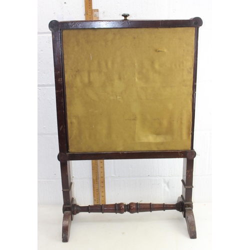 156 - An antique Empire style fire screen with silkwork panel