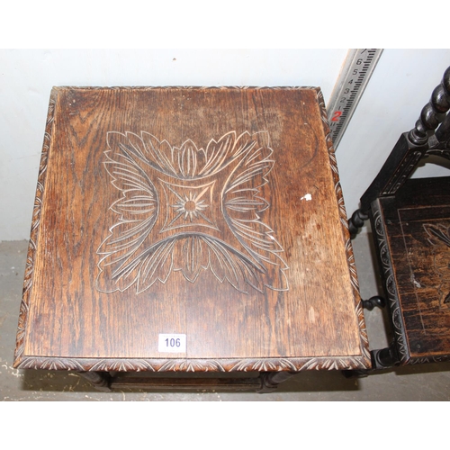 106 - A 17th century style hall chair and a similar table