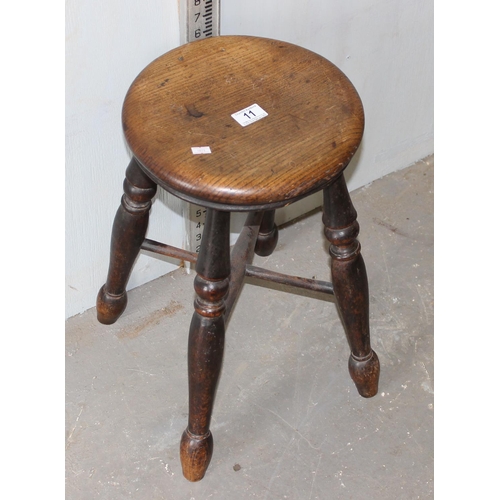 11 - Antique stool on turned legs