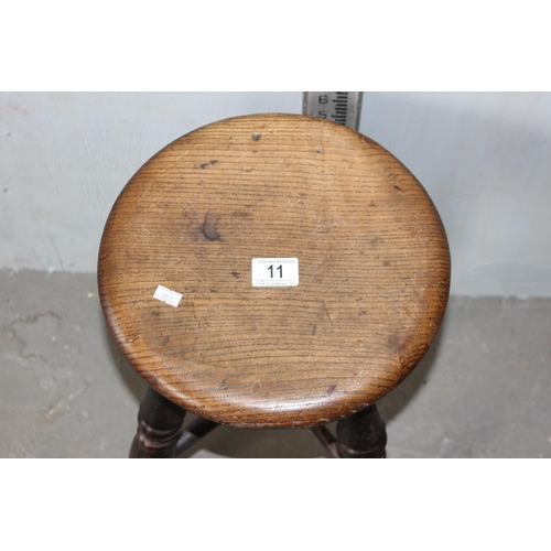 11 - Antique stool on turned legs