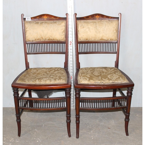 111 - 2 antique inlaid Mahogany chairs