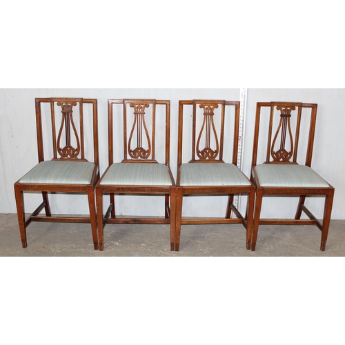 119 - A set of 6 (4 & 2) early 20th century dining chairs with Lyre back slats