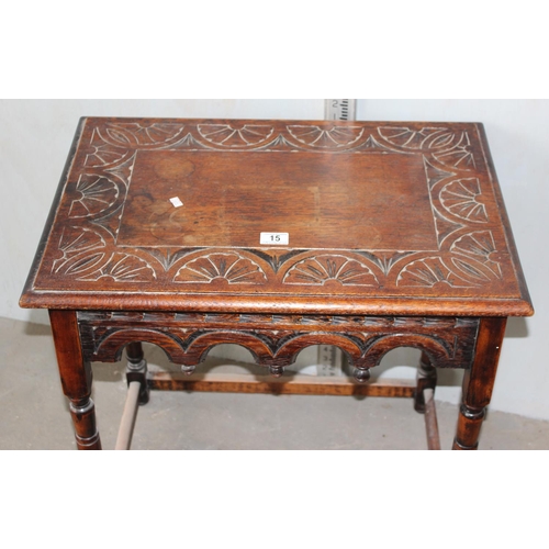 15 - A 17th century style carved oak table