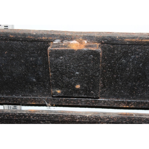 60 - A large antique metal bound strong box or chest of Armada chest type but likely 19th century