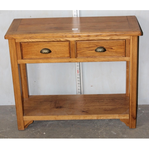 89 - Modern light oak hall table with 2 drawers