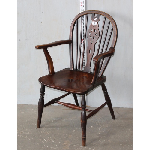 9 - Vintage wheel back armchair with Elm seat