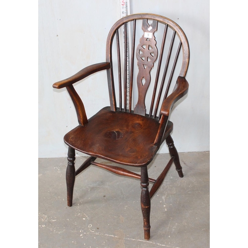 9 - Vintage wheel back armchair with Elm seat