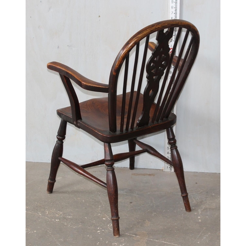 9 - Vintage wheel back armchair with Elm seat