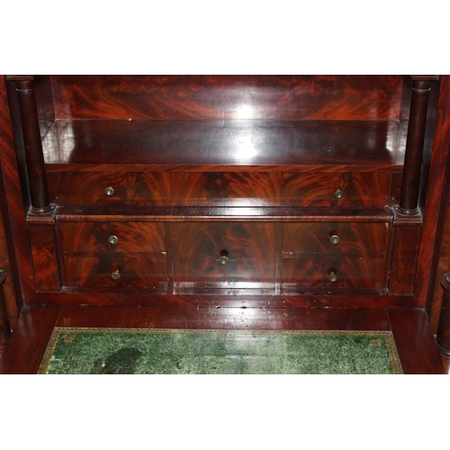 157A - Antique mirror fronted 4 drawer Escritoire desk with marble top, believed to be of French origin and... 